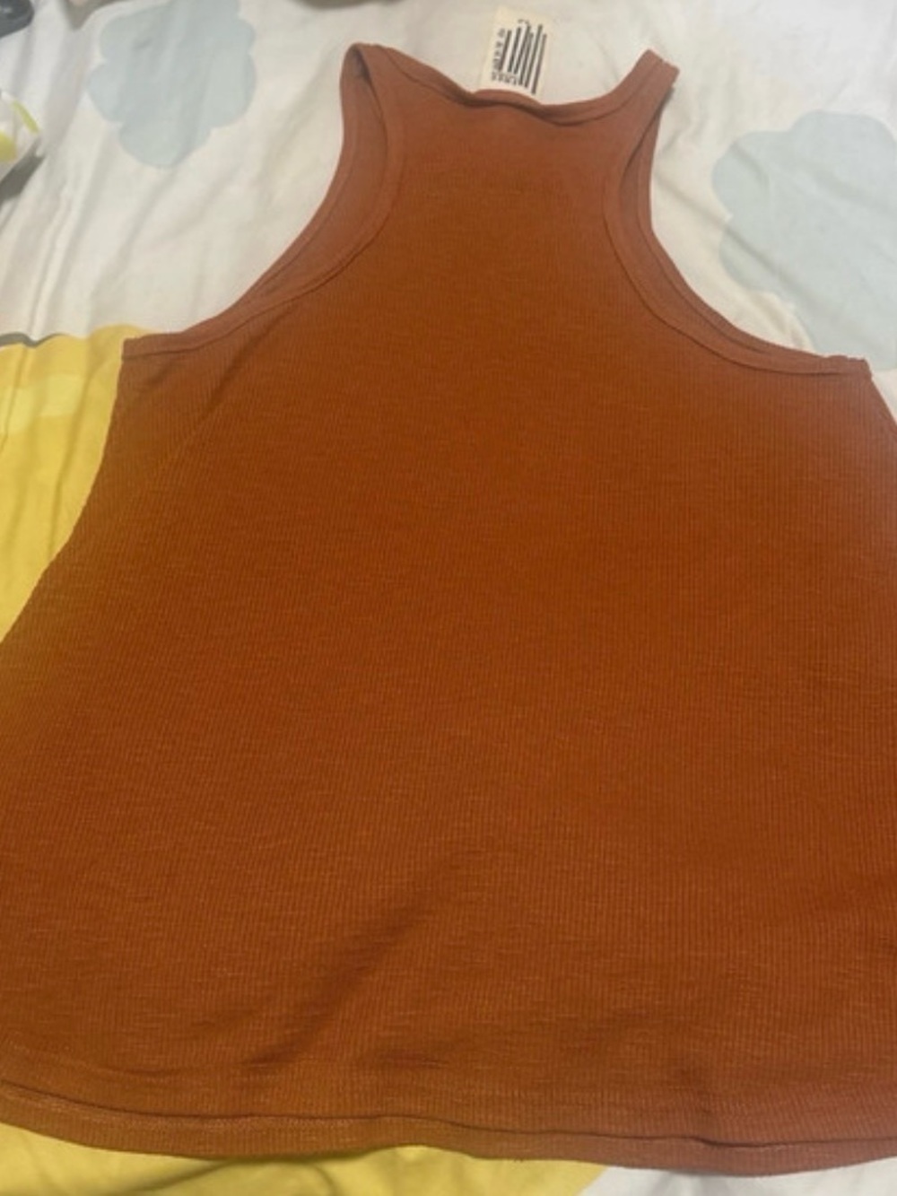 Free People Ribbed Racerback Tank Top - Rust Orange - Picture 2 of 3